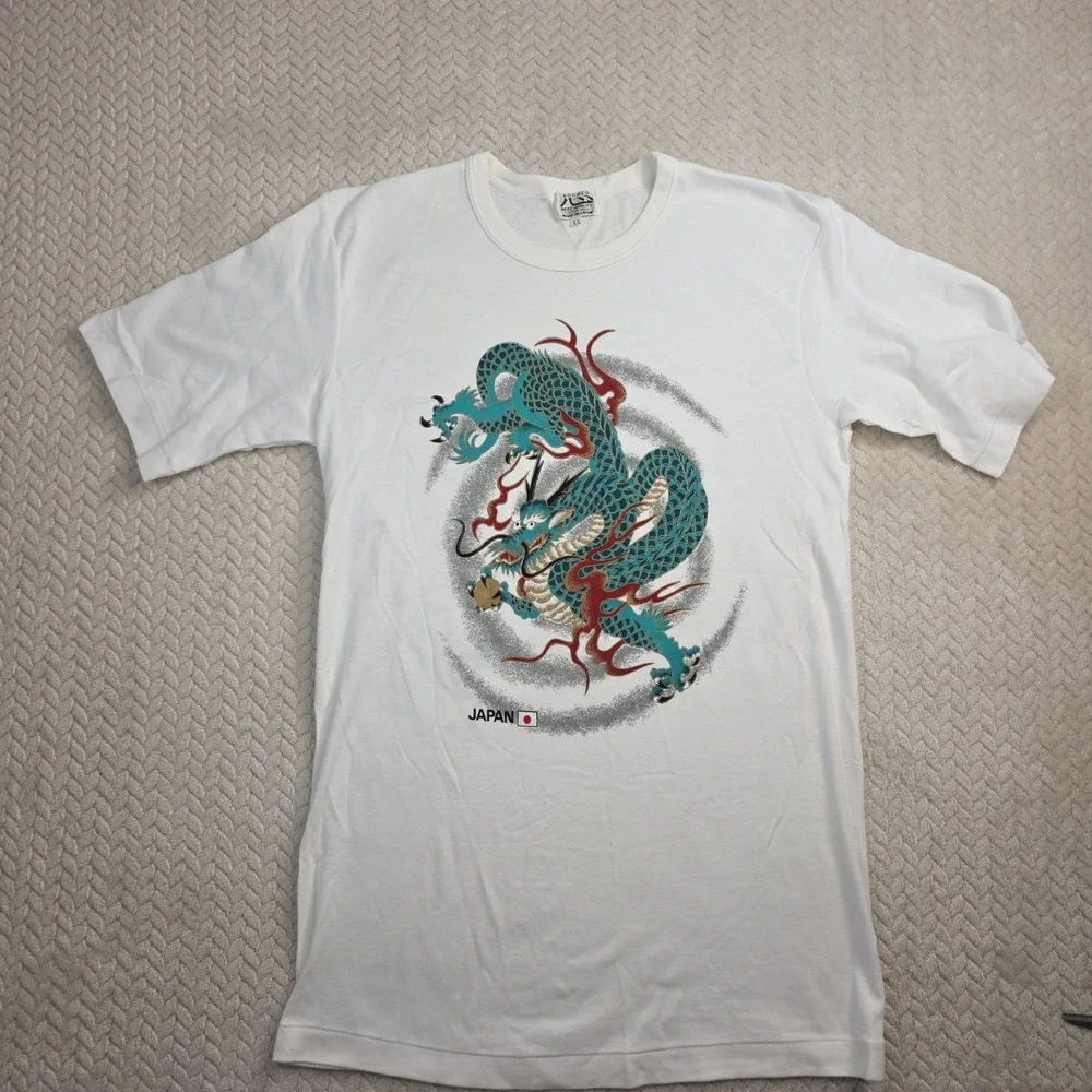 Vintage‎ Kocolo White Japanese Dragon Graphic T-Shirt Made in Japan Mens Size LL